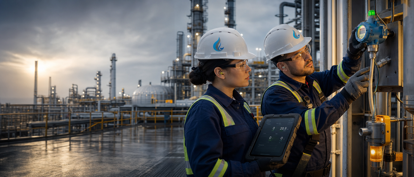 Industrial refinery with safety equipment